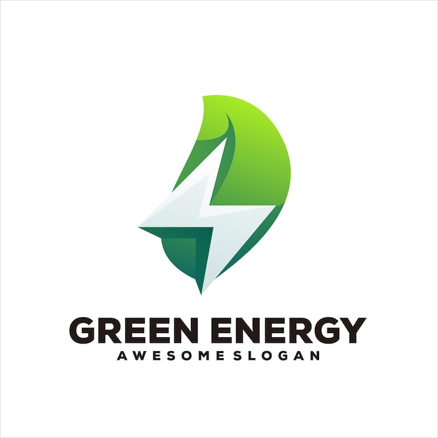 Vetor grátis logotipo de ilustração de gradiente de energia de folha verde