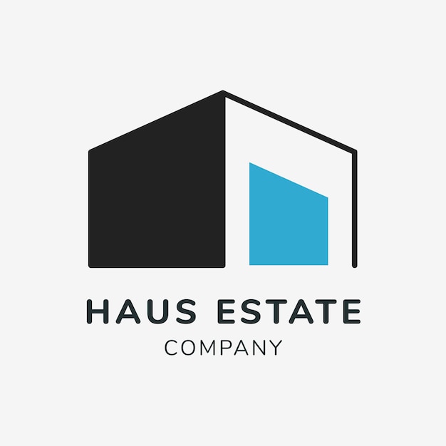 Logotipo de imóveis, modelo de negócios para vetor de design de marca, texto de empresa imobiliária haus