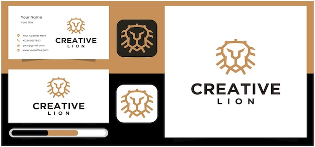 Logotipo de leão vetor de logotipo de leão ilustração de logotipo de arte de linha em forma de leão de luxo