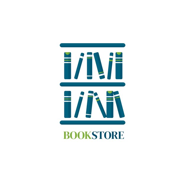 Logotipo de livraria de design plano desenhado à mão