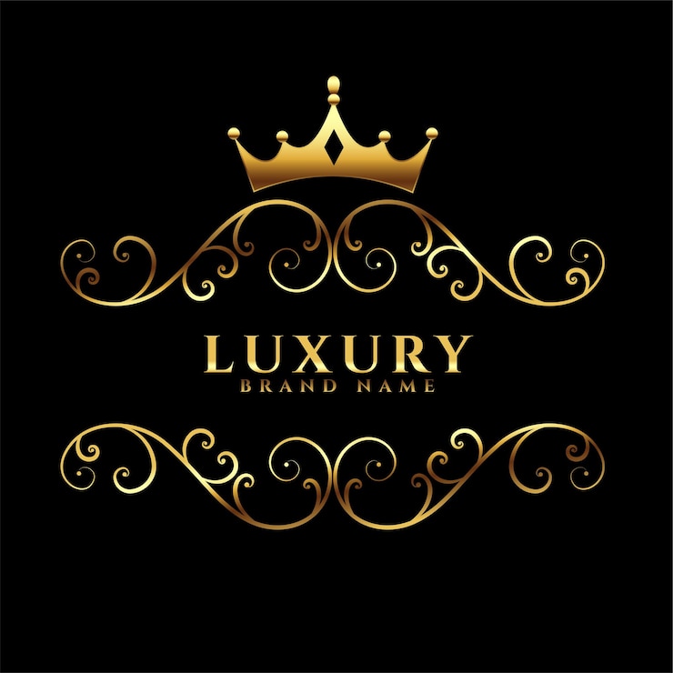 Vetor grátis logotipo de luxo com coroa dourada