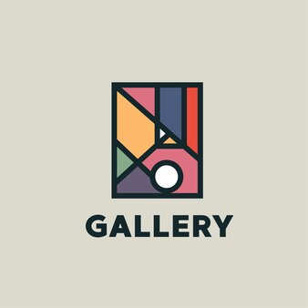 Logotipo de luxo de vetor de linha de forma geométrica minimalista simples perfeito para galerias e museus de arte