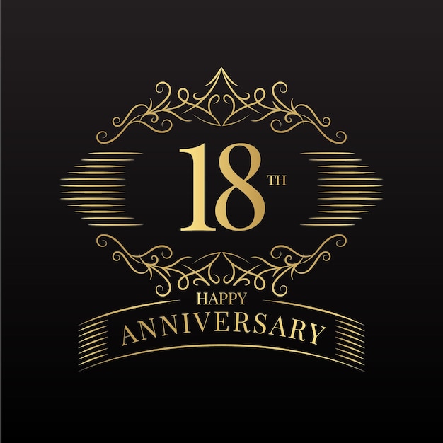Vetor grátis logotipo de luxo do 18º aniversário
