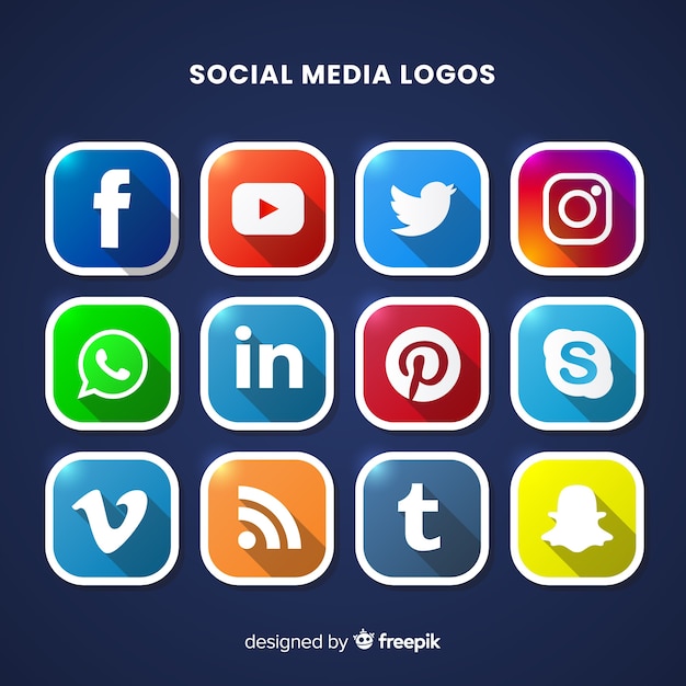 Vetor grátis logotipo de mídia social collectio