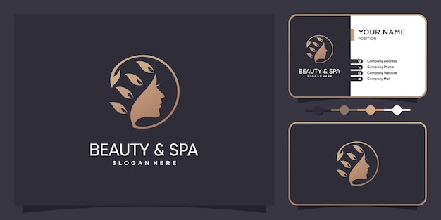 Logotipo de mulher para empresa de beleza e spa premium vector