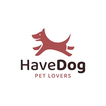 Logotipo de personagem de cachorro fofo corre e salta