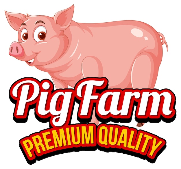 Vetor grátis logotipo de personagem de desenho animado de porco para produtos de carne de porco