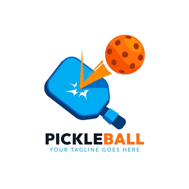 Vetor grátis logotipo de pickleball de design plano