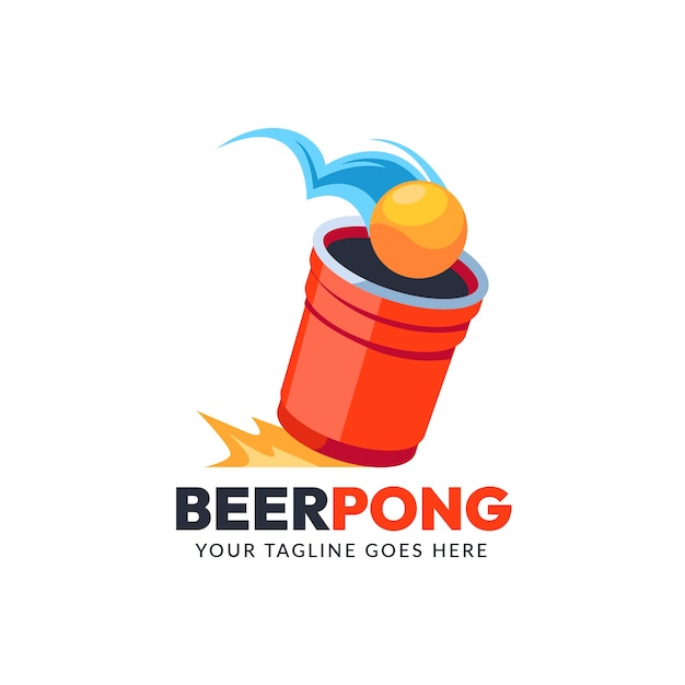 Vetor grátis logotipo de pong de cerveja de design plano