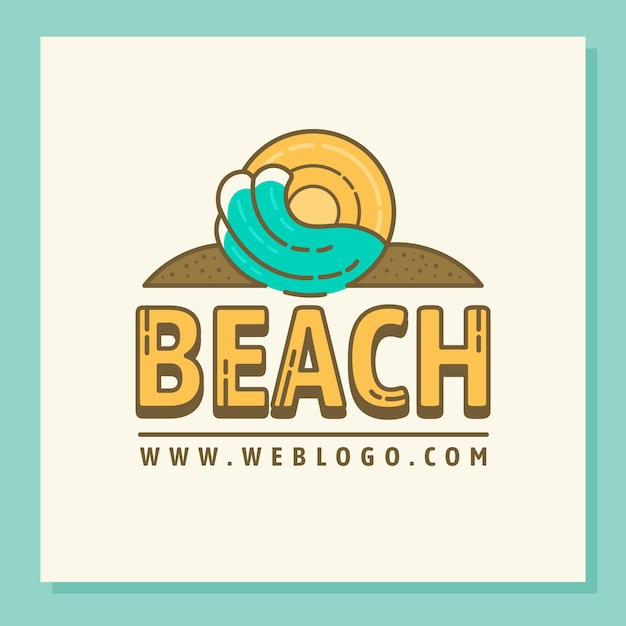 Logotipo de praia de design plano desenhado à mão