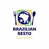 Vetor grátis logotipo de restaurante brasileiro desenhado à mão