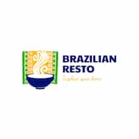 Vetor grátis logotipo de restaurante brasileiro desenhado à mão