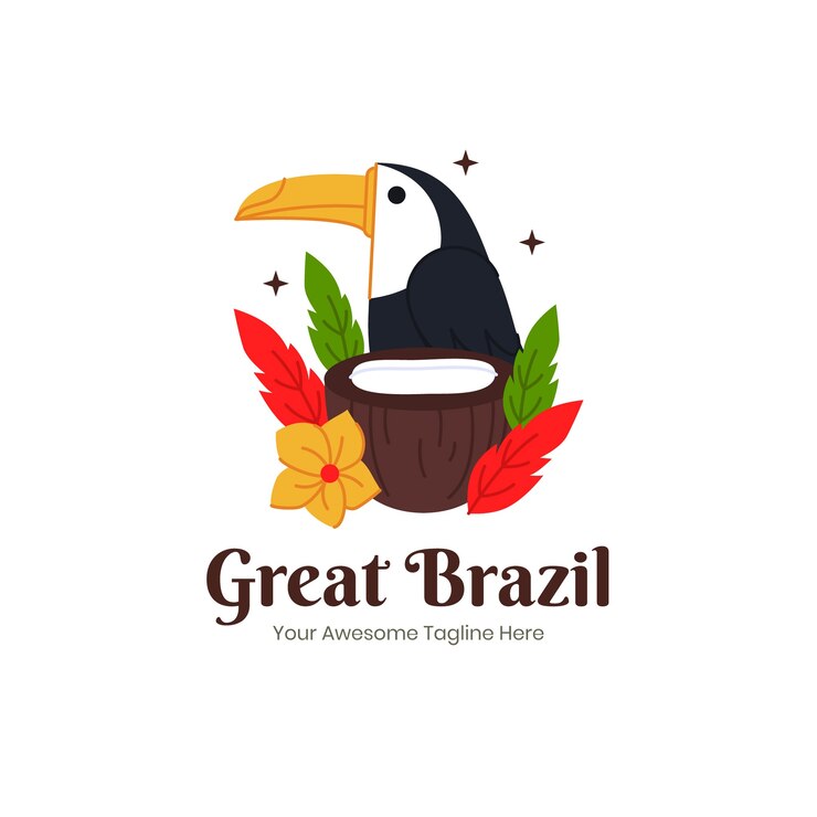 Vetor grátis logotipo de restaurante brasileiro desenhado à mão