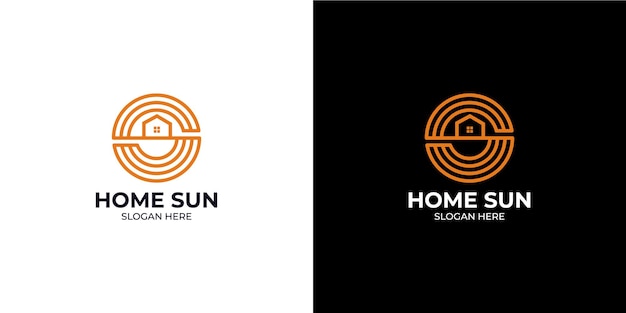 Logotipo de sol em casa de estilo minimalista