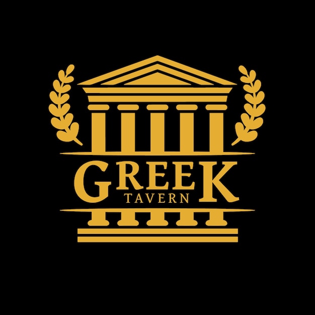Vetor grátis logotipo de taverna grega desenhado à mão