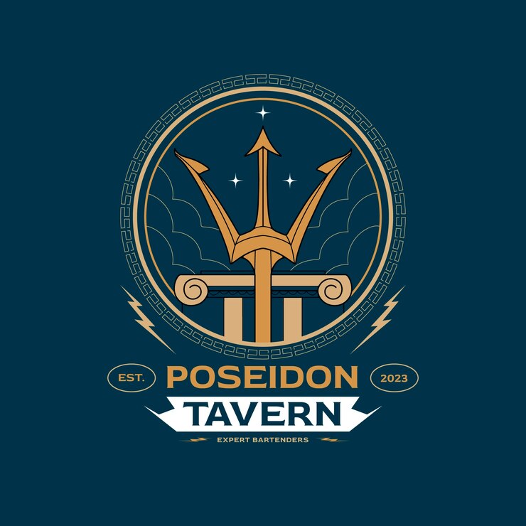 Vetor grátis logotipo de taverna grega desenhado à mão