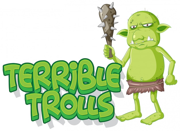 Vetor grátis logotipo de terríveis trolls em fundo branco