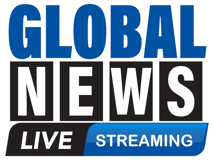 Vetor grátis logotipo de transmissão ao vivo de notícias globais