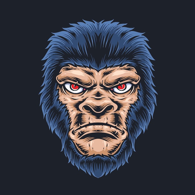 Logotipo de vetor de cabeça de gorila de raiva