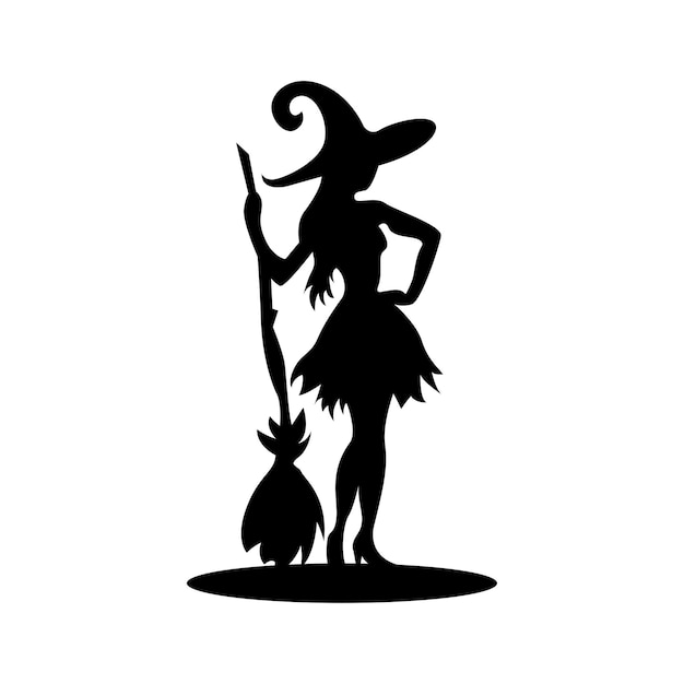 Vetor grátis logotipo de vetor de silhueta de bruxa