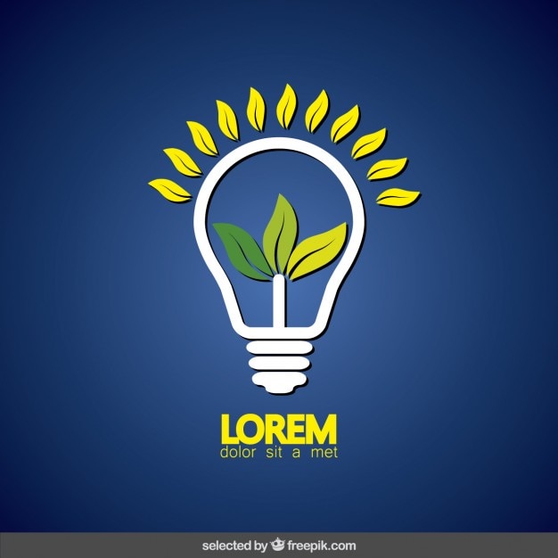 Vetor grátis logotipo do bulbo com folhas