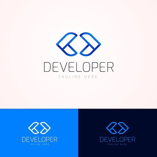 Logotipo do código gradiente com slogan