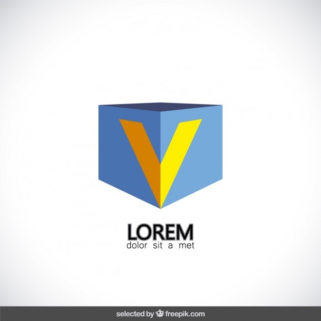 Vetor grátis logotipo do cubo com a letra v