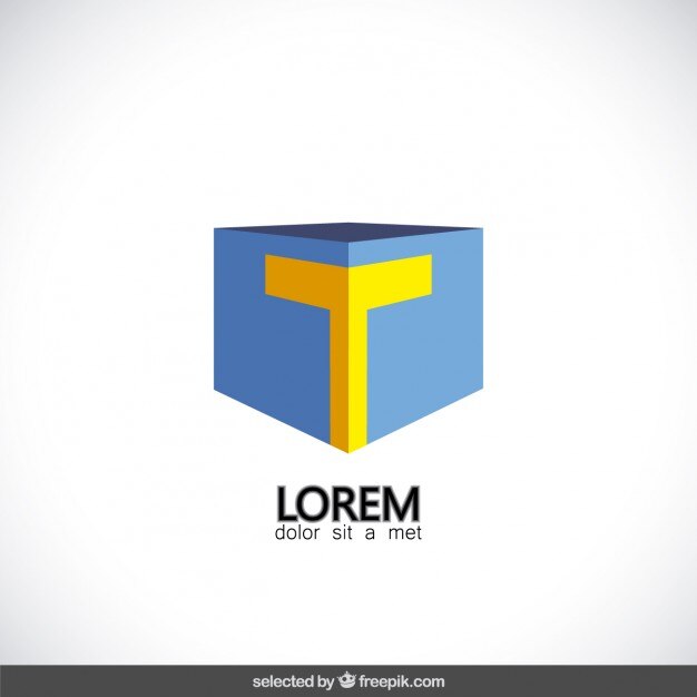 Vetor grátis logotipo do cubo com lleter t