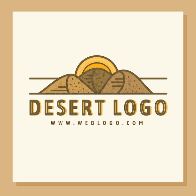 Logotipo do deserto de design plano desenhado à mão