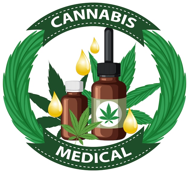 Vetor grátis logotipo do distintivo de cannabis medicinal