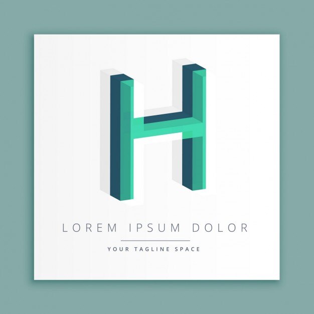Vetor grátis logotipo do estilo abstrato 3d com letra h