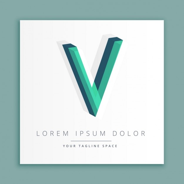 Logotipo do estilo abstrato 3d com letra v