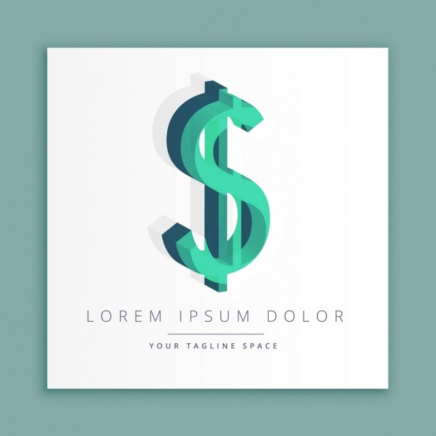 Logotipo do estilo abstrato 3d com símbolo do dólar