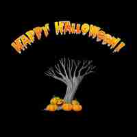 Vetor grátis logotipo do feliz dia das bruxas com árvore assustadora