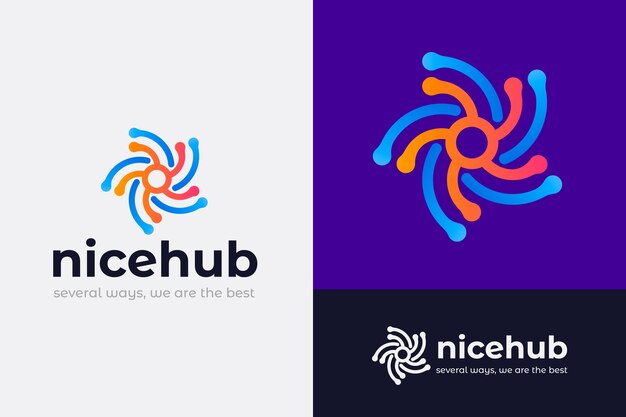 Logotipo do hub abstrato gradiente com slogan