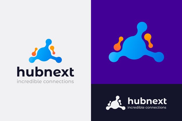 Logotipo do hub gradiente abstrato com slogan