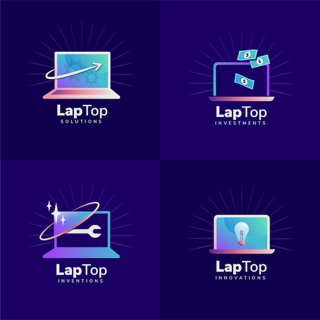 Logotipo do laptop de design plano