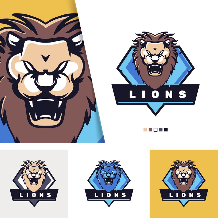 Vetor grátis logotipo do leão desenhado a mão