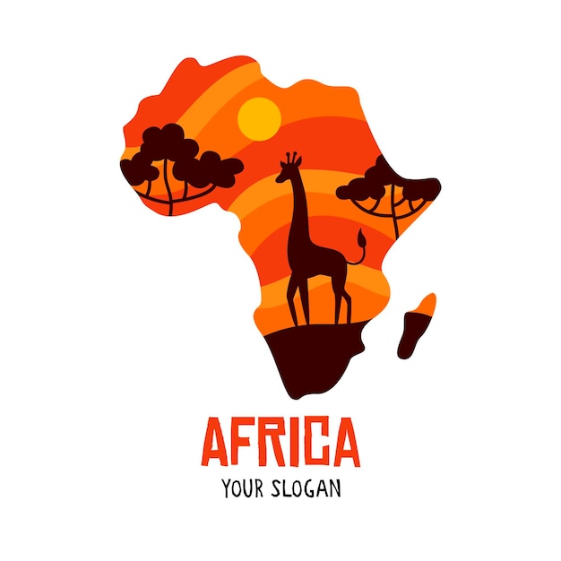 Vetor grátis logotipo do mapa da áfrica com girafa