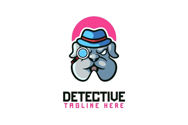 Logotipo do mascote do detetive bulldog