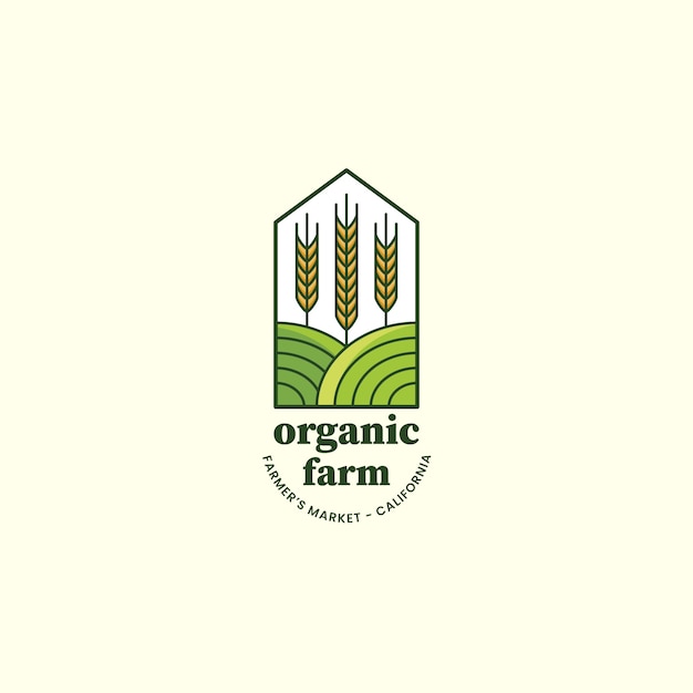 Vetor grátis logotipo do mercado de agricultores de design plano desenhado à mão