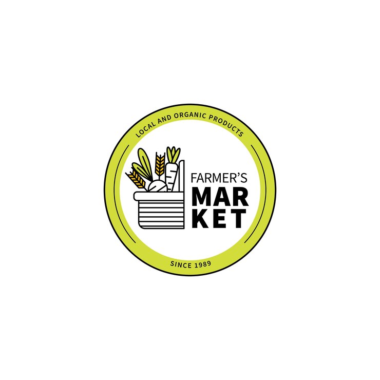 Vetor grátis logotipo do mercado de agricultores de design plano