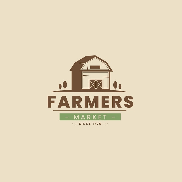 Logotipo do mercado de agricultores de design plano