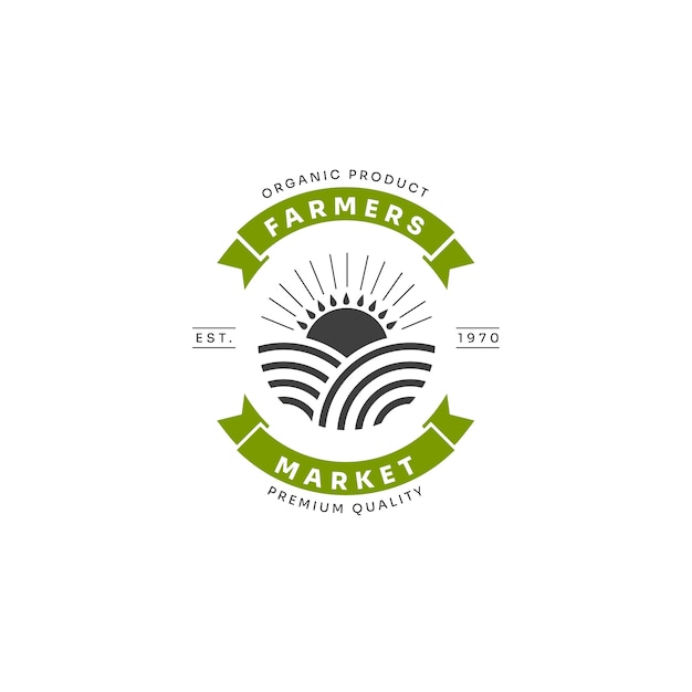 Logotipo do mercado de agricultores de design plano