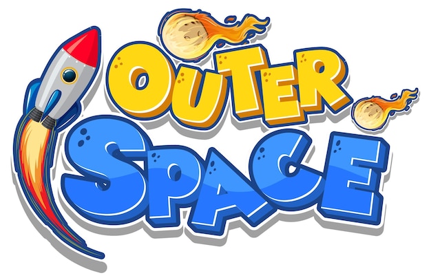 Logotipo do Outer Space com nave espacial