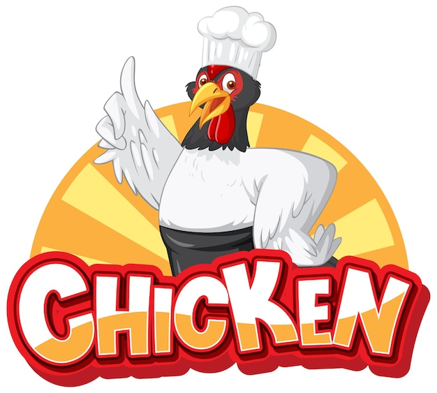 Vetor grátis logotipo do personagem de desenho animado do chef de frango