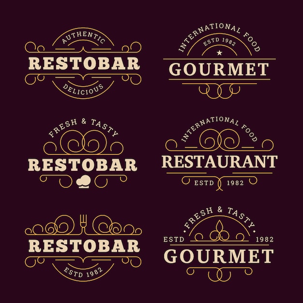 Vetor grátis logotipo do restaurante com design dourado