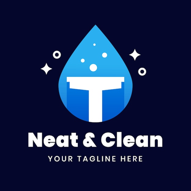 Vetor grátis logotipo do serviço de limpeza de design plano