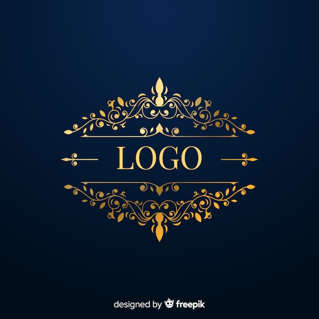 Vetor grátis logotipo elegante com elementos dourados