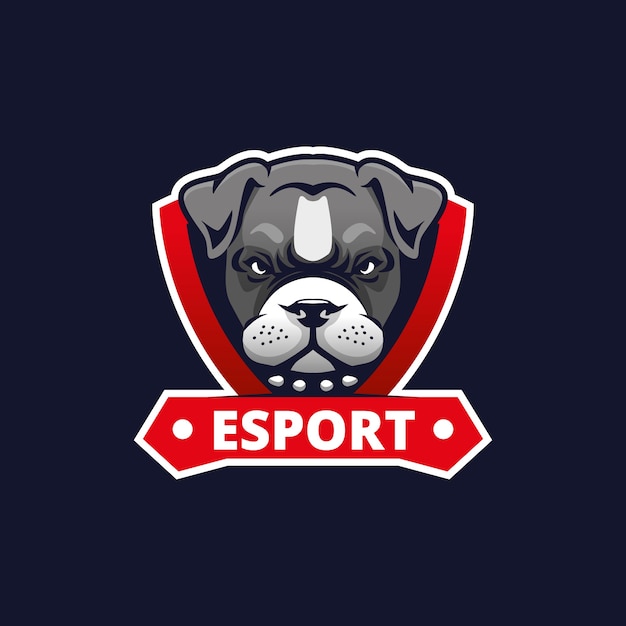 Vetor grátis logotipo esport bulldog desenhado a mão